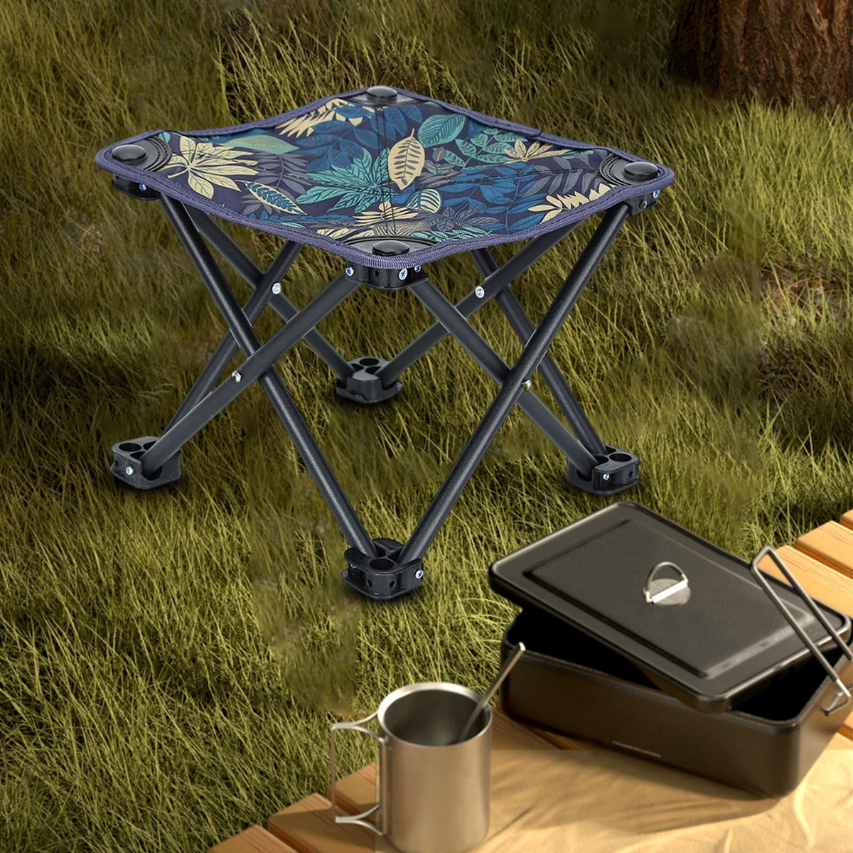 Amacok Outdoor Folding Chair Camping Picnic-Light Portable Chair Camping Picnic Beach Small Horse Zip Self-Driving Fishing Stools