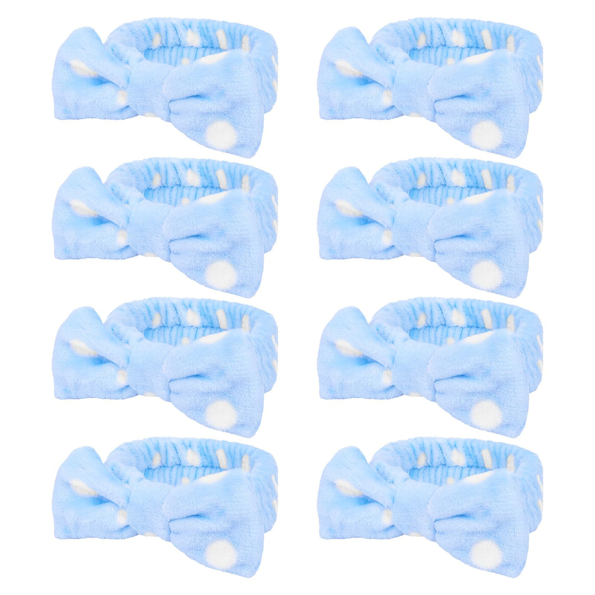 Semato Bachelorette Party Favor Set - Bride and Bridesmaid Spa Headbands, Skincare Head Bands for Women, Cute Bow Party Supplies (Blue Dot)
