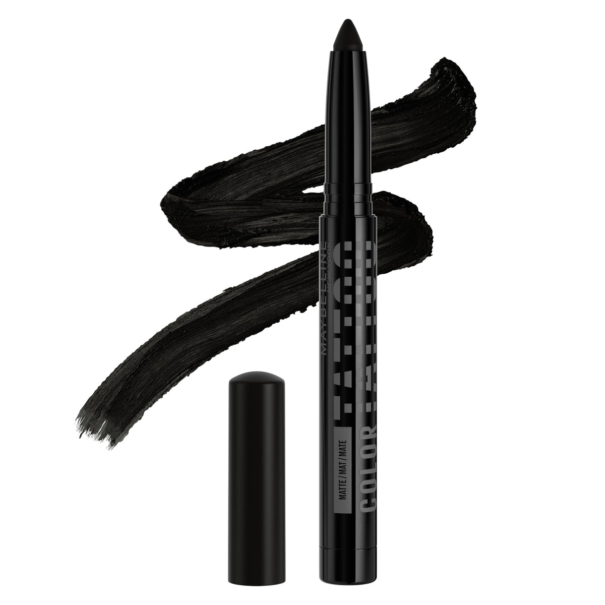 MAYBELLINE Color Tattoo Longwear Multi-Use Eye Shadow Stix, All-In-One Eye Makeup for Up to 24HR Wear, I am Rebellious (Matte Black), 1 Count