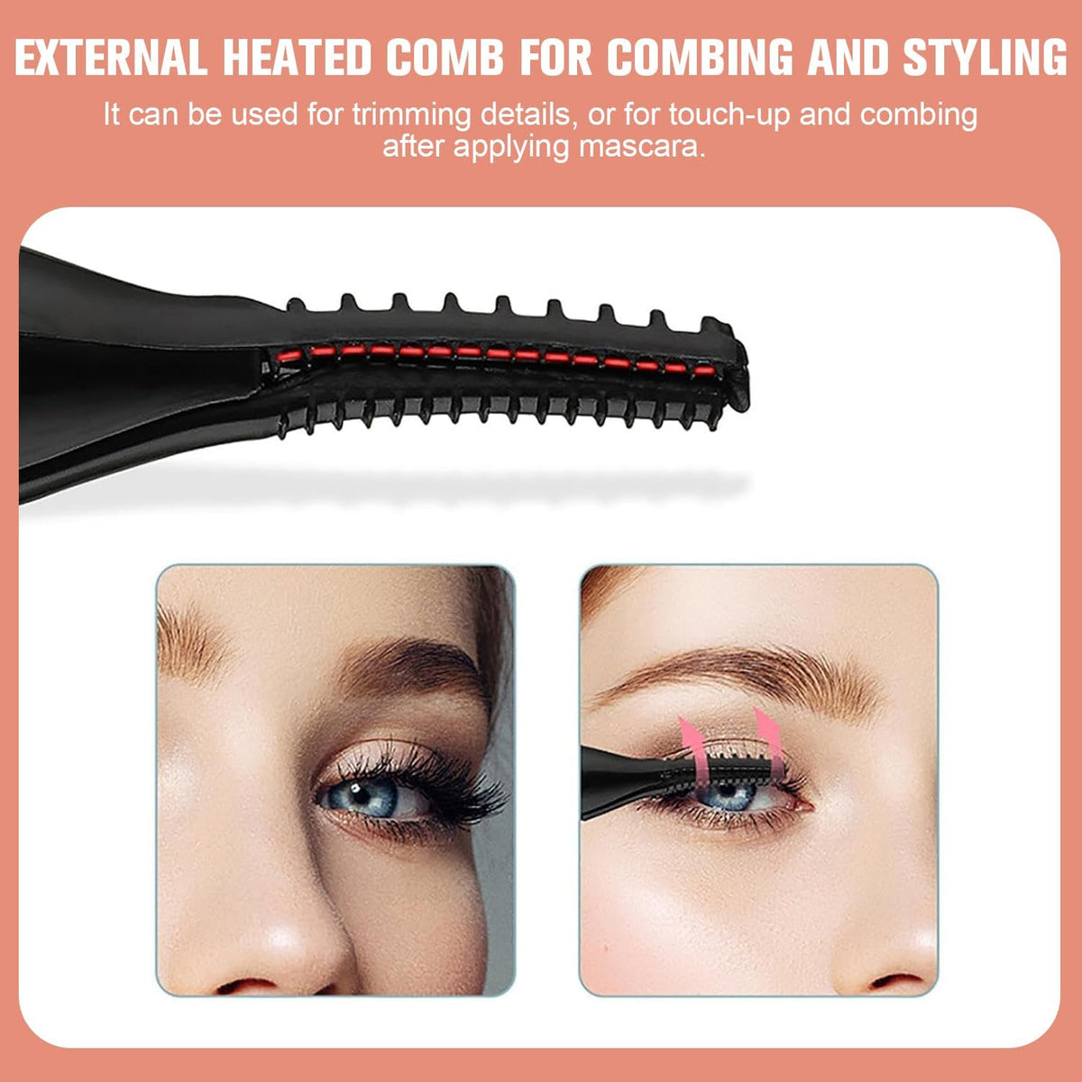 Heated Eyelash Curler, 2 in 1 Clip-Type Design, USB Rechargeable Electric Eyelash Curler, 3 Heat Modes, Natural Curling 24 Hours Long Lasting, Beauty Tools for Women (Black)