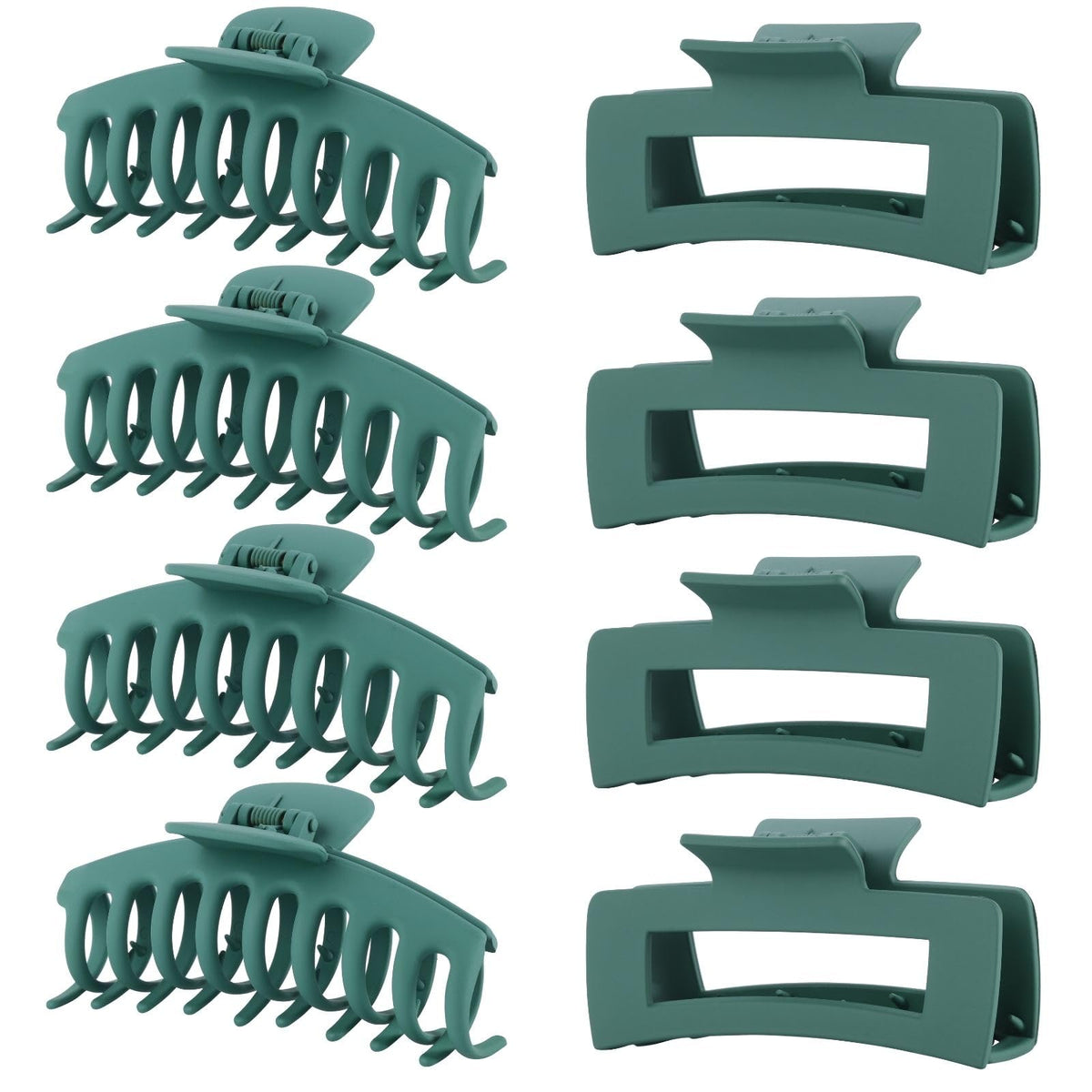 Green Hair Clips for Women - 8 Pack 4.3 Inch Large Hair Claw Clips for Women Thin Thick Curly Hair, Big Matte Banana Clips,Strong Hold jaw clips