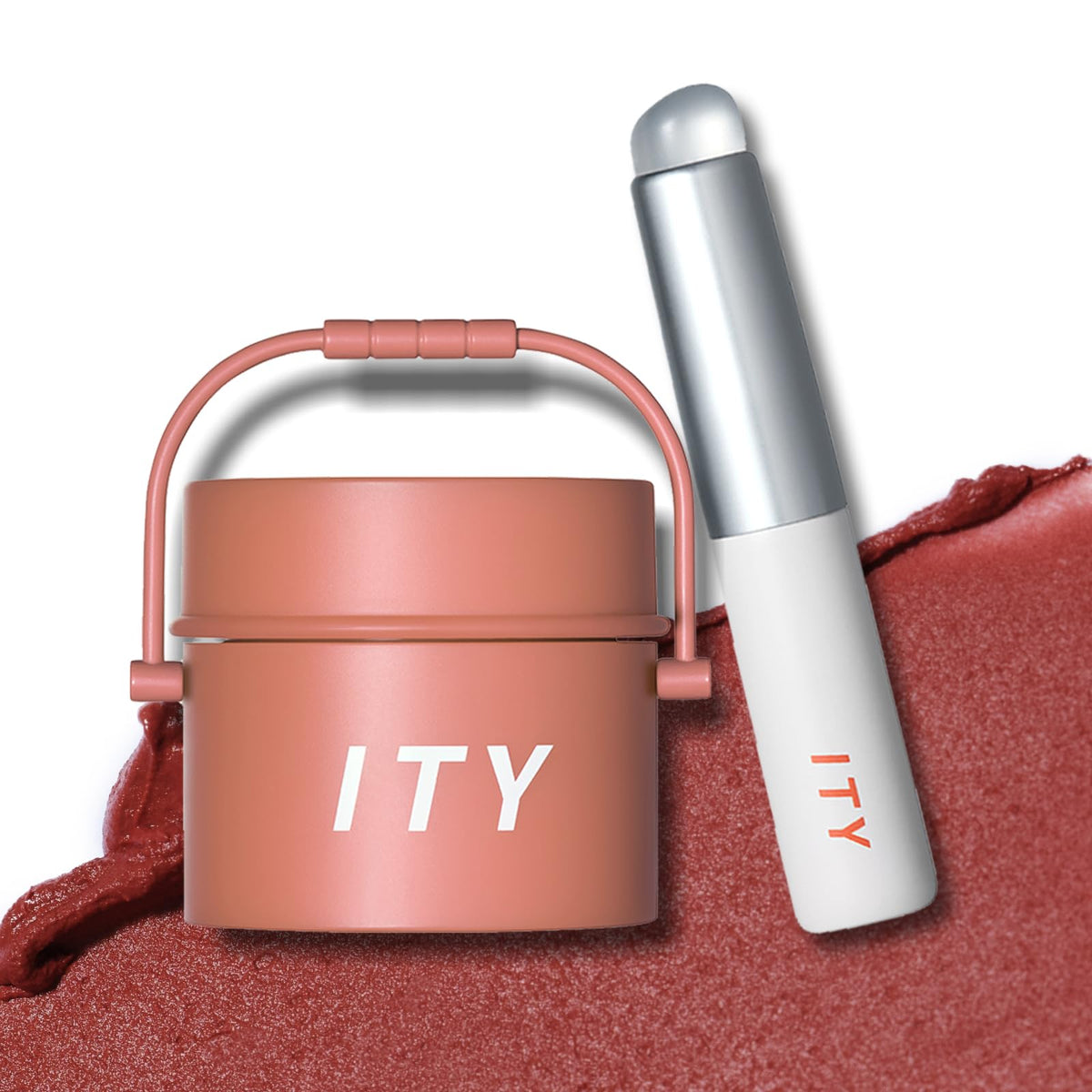ITY Velvet Matte Finish Lip Stain-Mousse Textured Pudding Pot Lip Clay with Brush, Nude Shade, Dual-Use as Lipstick and Blush, Conceals Lip Lines, Rich Pigment, 0.21 oz (6g) in Terracotta Kiss