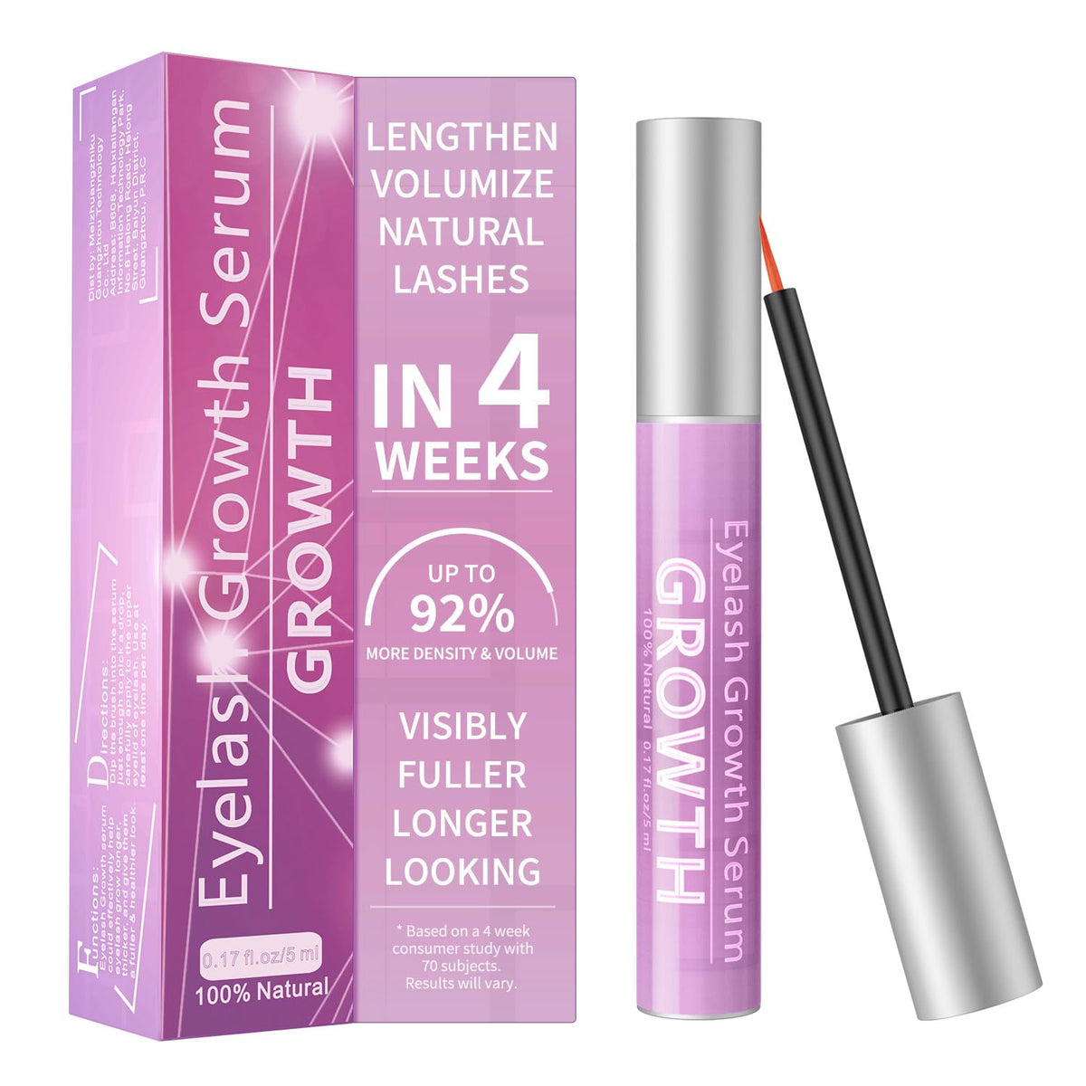 Eyelash Growth Serum Volumizing Lash Serum For Eyelash Growth Longer & Thicker Lash Enhancing Serum With Natural Formula Vegan & Cruelty-Free (5 mL)