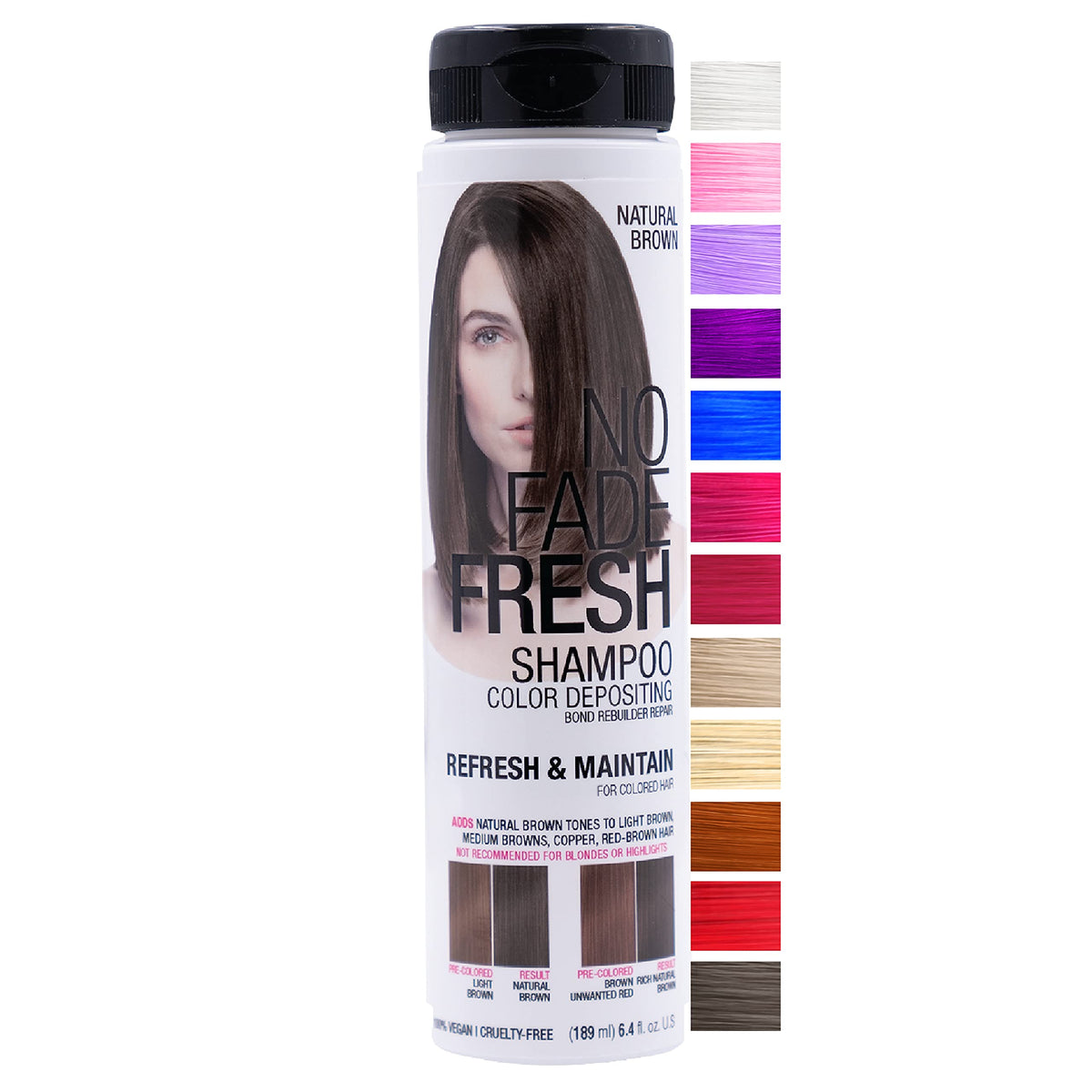 Natural Brown Color Depositing Shampoo - Semi Permanent Hair Color with BondHeal Bond Rebuilder - Brown Hair Dye for Brunettes 6.4 oz