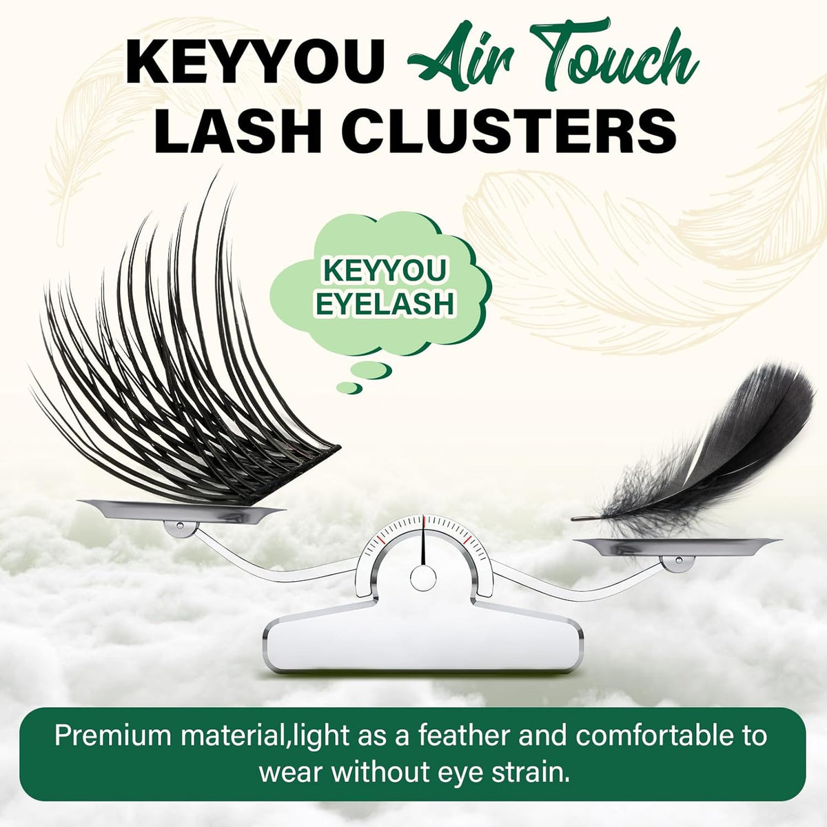 Lash Clusters 144pcs Individual Lashes D Curl 10mm Eyelash Clusters KEYYOU Air Touch Cluster Lashes Super Lightweight Soft Wispy Comfortable Easy DIY at Home(Air01-D-14mm)
