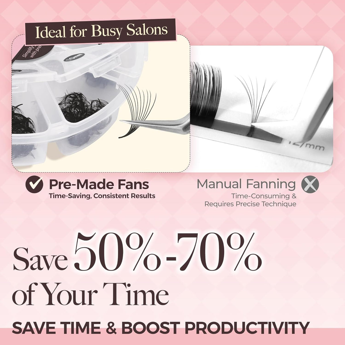LASHVIEW 1000 Fans Premade Volume Eyelash Extensions Mixed Tray C Curl Pointed Handmade Loose Fans Thin Base (10D-0.07C,8-15mm)