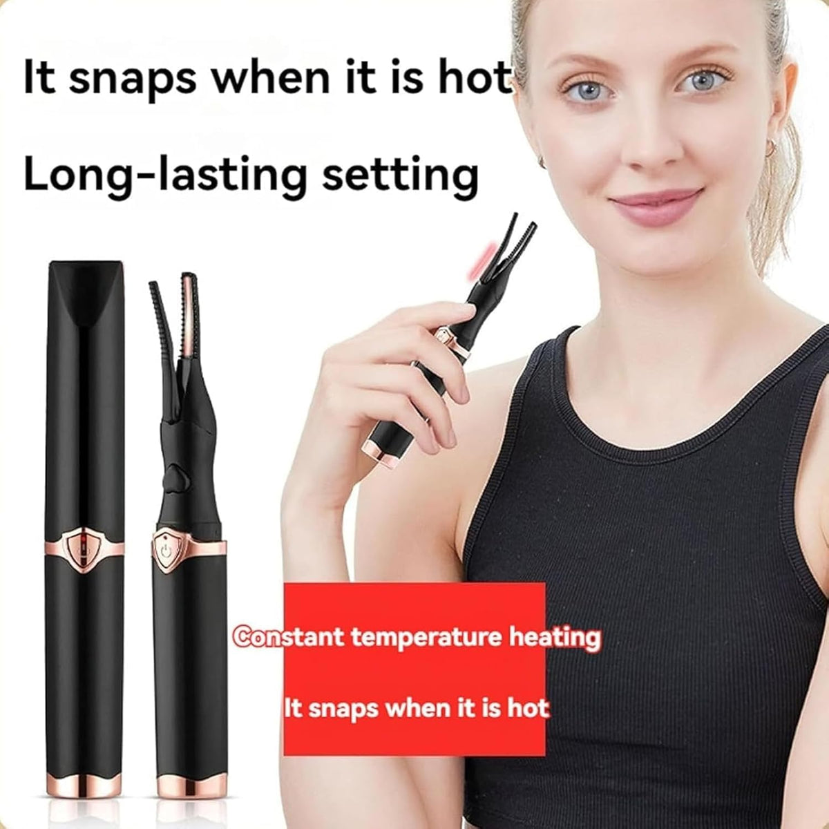 Electric Eyelash Curlers, 2025 New Heated Eyelash Curler, Eyelash Curler for Women, with 8s Fast Heating, 3 Adjustable Temperatures, USB Rechargeable for Long-Lasting Curls (White)
