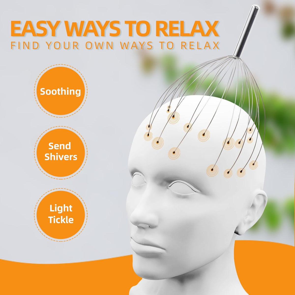 YEZY Head Massager 28 Fingers Head Scratcher Scalp Massager, Back Scratcher, Stocking Stuffers for Scalp Massage Back Massage (Silvery)