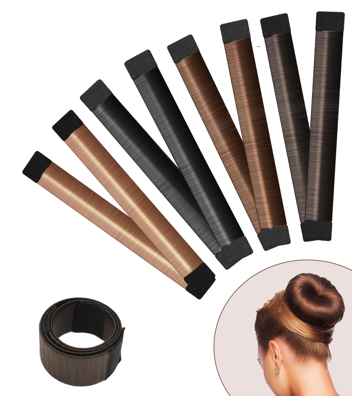 YANVIPERISK Hair Bun Maker 4 Pcs, Magic Hair Donut for Kids & Women | DIY Shaper for Easy Ballerina Hairstyles | Hair Donuts for Buns | Bun Maker for Long Hair