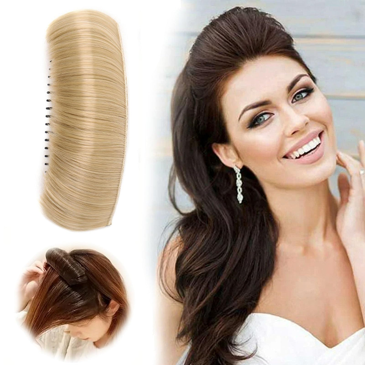 Invisible Fluffy Hair Pad, 2025 Upgrade Natural Fluffy Hair Clips, Invisible Fluffy Hair Pad Blonde, Fluffy Hair Pad Styling Insert Tool, Natural Hair Bump Clip for Volume (Gold)