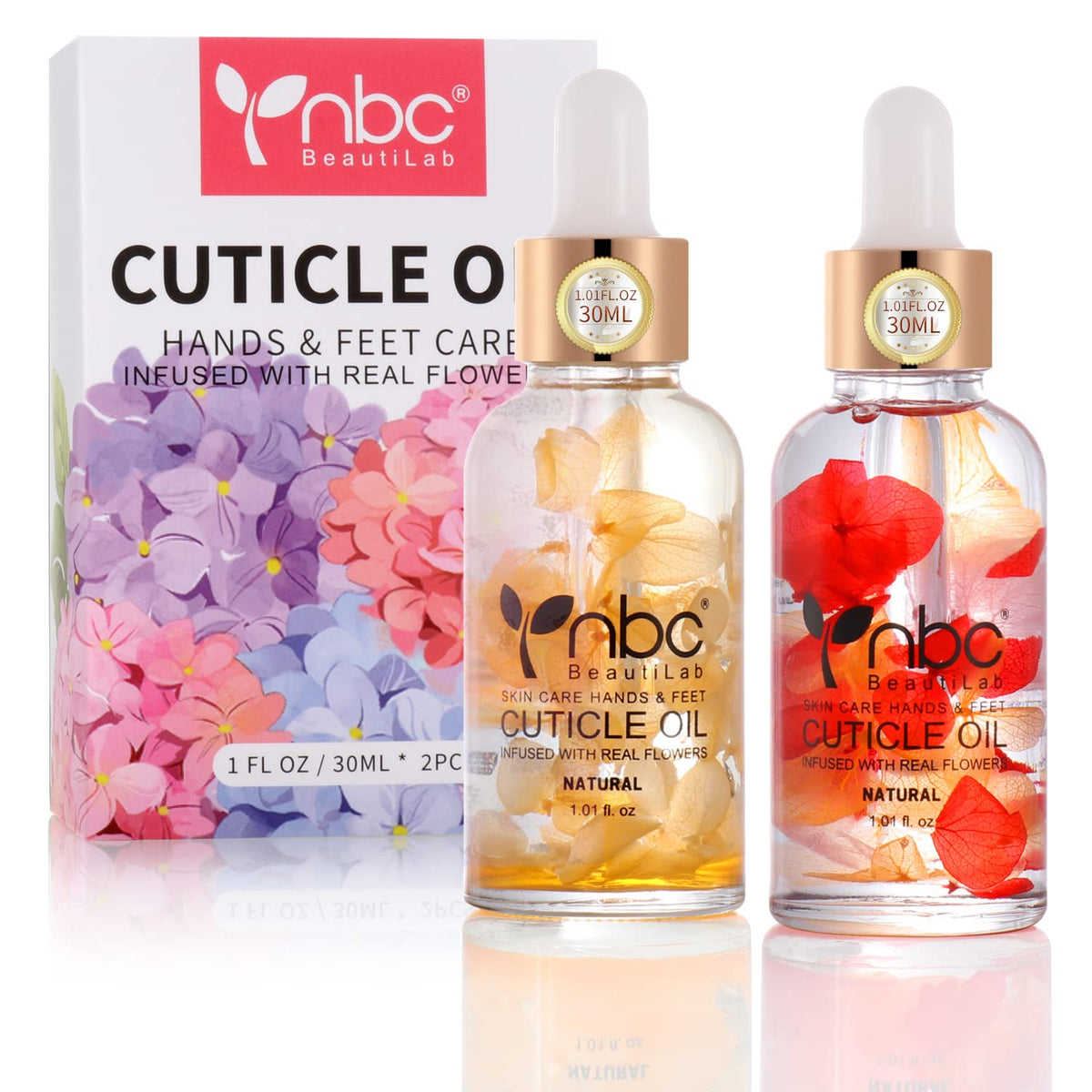 nbc BeautiLab Nail Cuticle Oil, 2Pcs 30ml Lemon & Orange Cuticle Oil Set Nail Growth Oil with Vitamin E, Jojoba Oil Natural Plant-based Cuticle Oil for Nails Smoothing, Nourishing, and Moisturizing