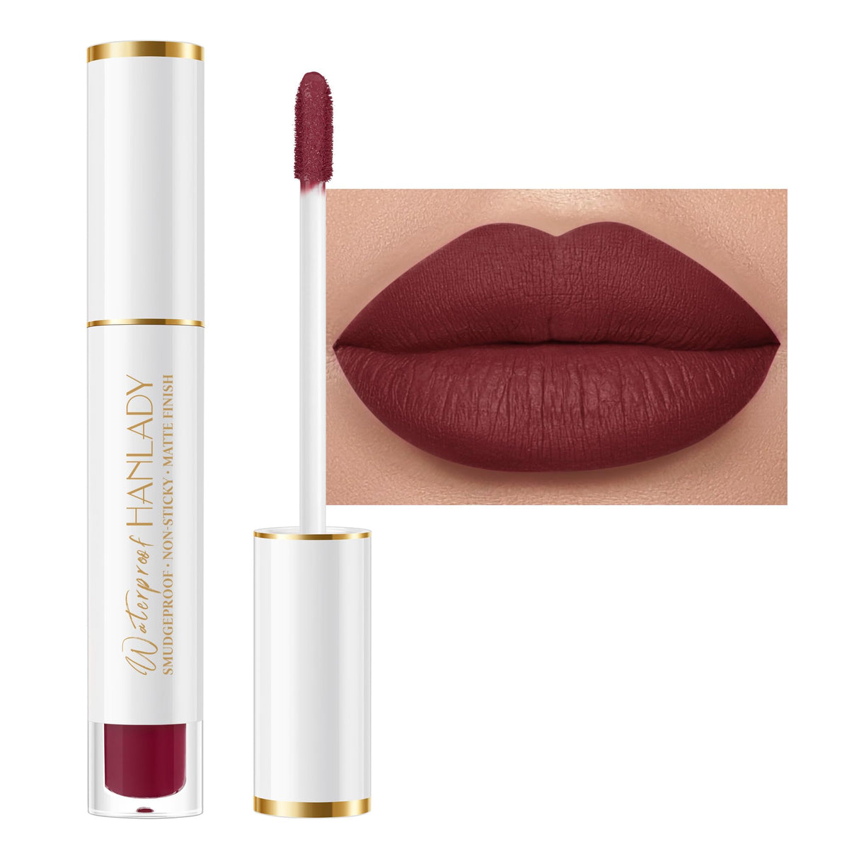 HANLADY Dark Burgundy Long Lasting Lipsticks for Women Pigmented Smudgeproof Transferproof Vegan Cruelty Free Lip Makeup (A47 Flamingo, 1 Pack)
