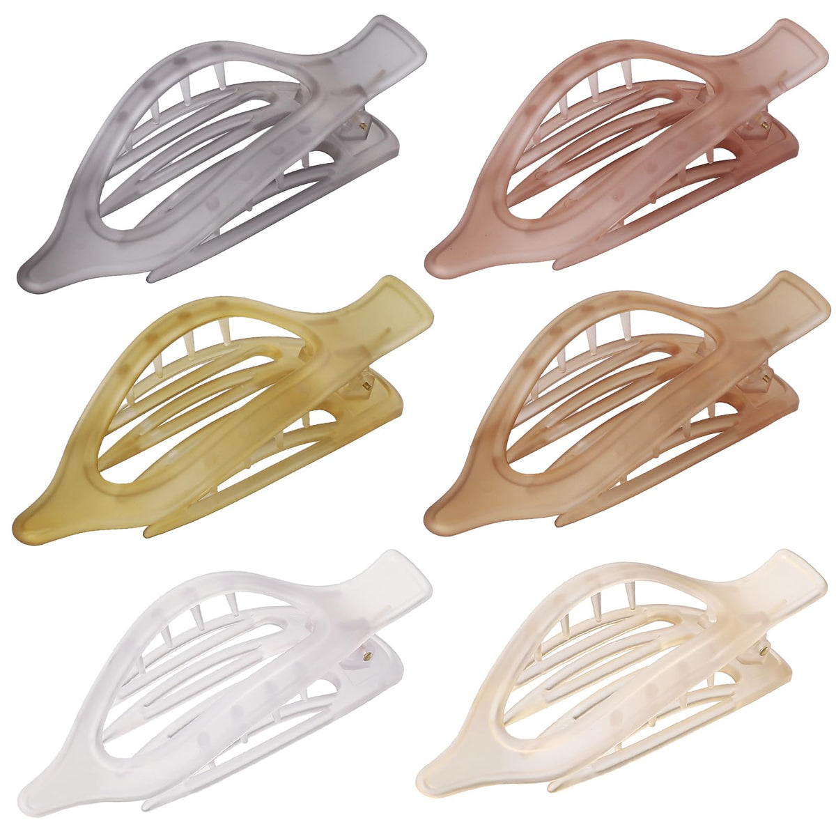 CHANDAT Flat Hair Clip 6 pcs Lay Down Claw Clips Hair Accessories for Women -Ice Cream