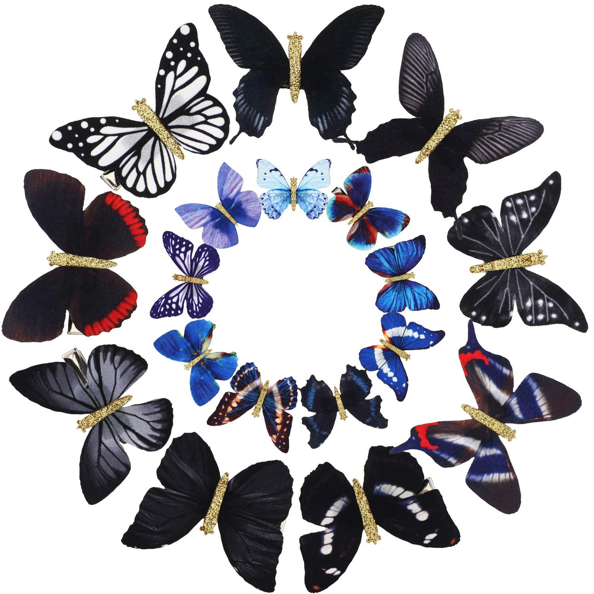 Boao 18 Pieces Glitter Butterfly Hair Clips for Girls Teens Women Hair Accessories (Cool Style)