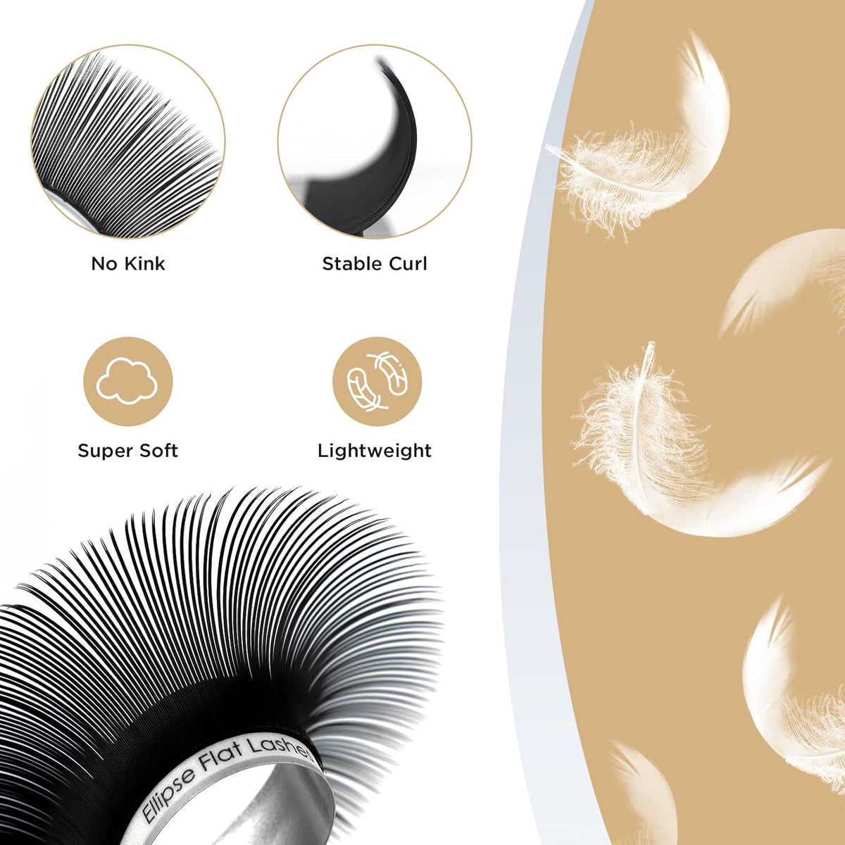LASHVIEW Eyelash Extensions,Ellipse Flat Eyelash Extensions 0.20mm C Curl 8-15mm Mixed Tray, Black,Individual Lashes,Semi-Permanent Extremely Soft Professional Salon Use