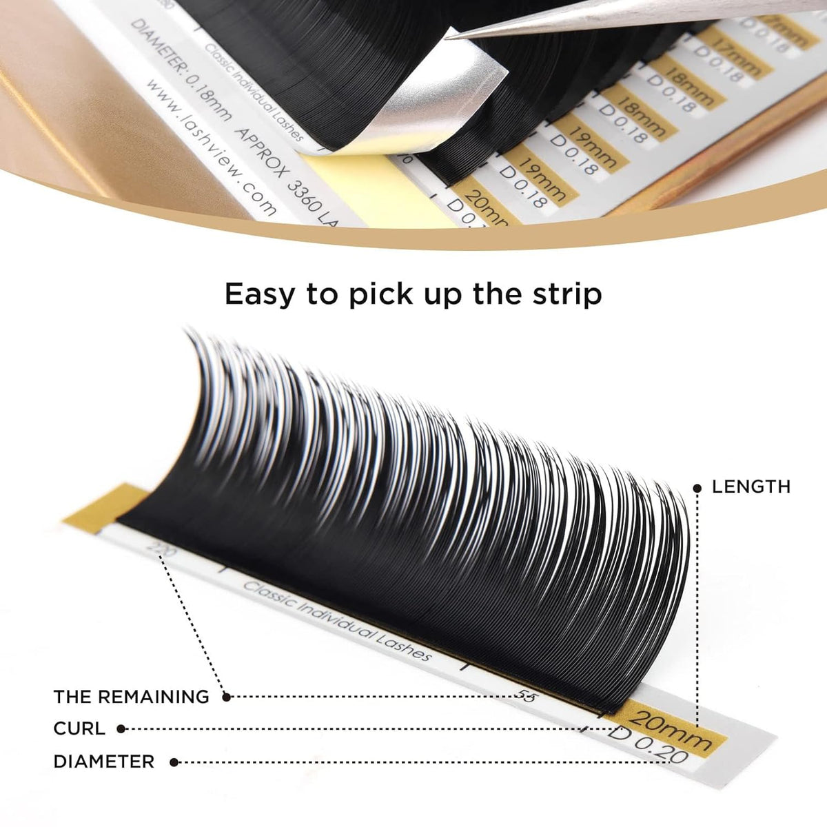 LASHVIEW 0.20 Thickness Silk Fake Eyelash D Curl 12mm Extensions Thick Lashes Natural Individual Semi-Permanent Eyelashes Application for Professional Salon Use