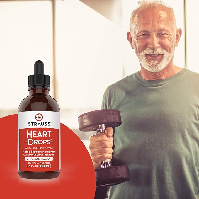 Strauss Naturals Heart Drops – Natural Mistletoe & Aged Garlic Extract Heart Health Supplement – Helps Maintain Healthy Cardiovascular System – Vegan & Non-GMO – 100 ml Bottle