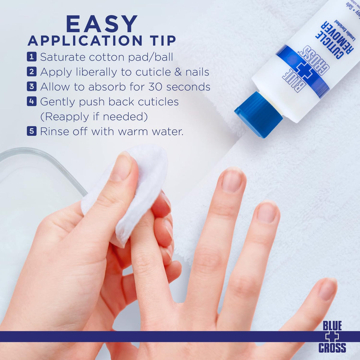 Blue Cross Cuticle Remover Liquid, Cuticle Softener for Nails, Professional Nail Care with Lanolin for Brittle Hang Nails, Hydrating, Moisturizing, Dry Cuticles, Made in USA. 16oz