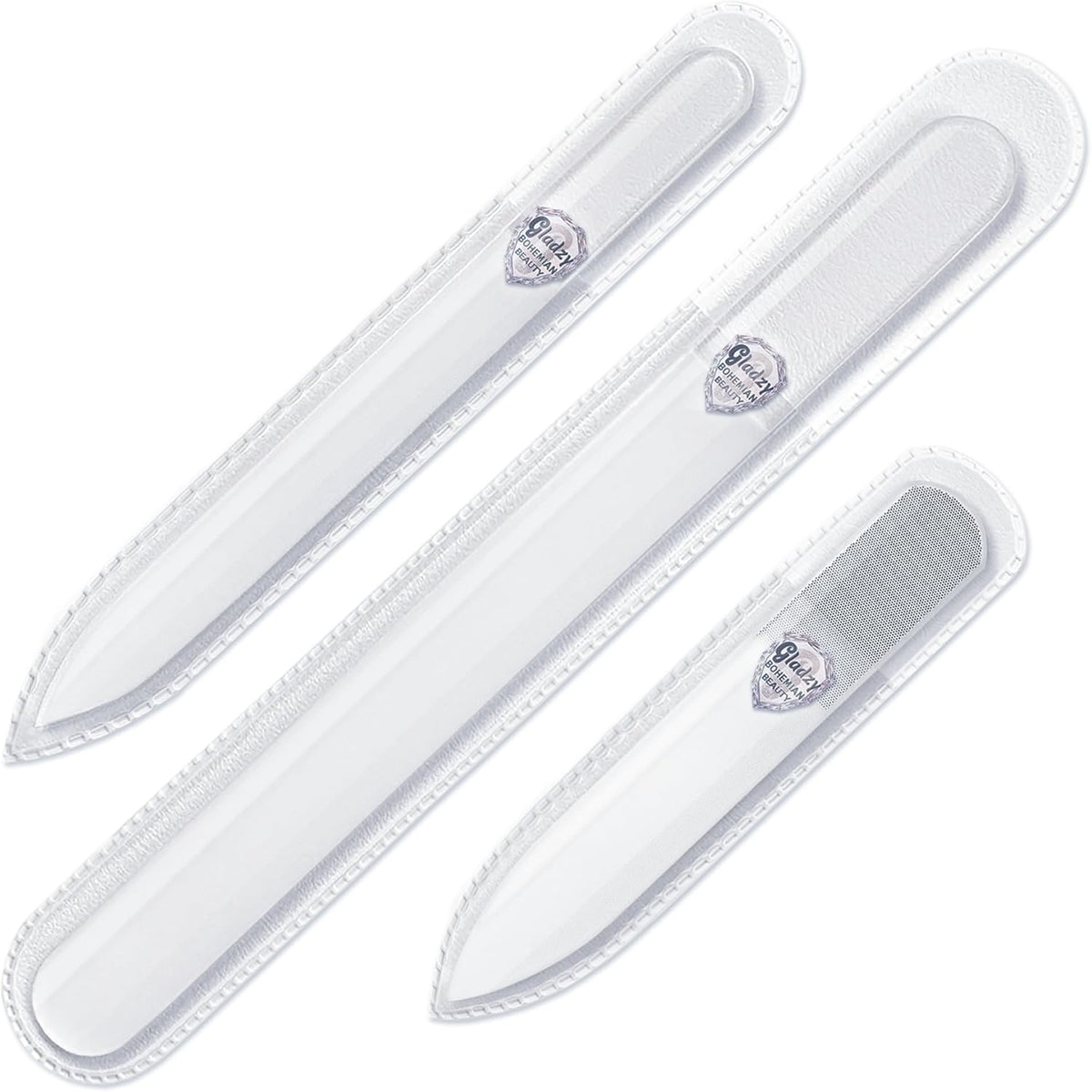 Genuine Czech Glass Nail File Set - Multi-Functional Shiner Buffer, Double Sided Different Grit Etched Surface, Manicure & Pedicure, Professional Nail Care Tool, EU Quality by GLADZY
