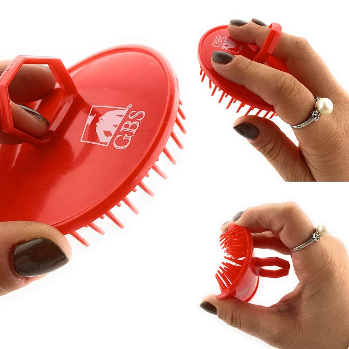 G.B.S Stylish Easy to Hold Hair Scalp Shampoo Brush #100 Scrubber Helps to Remove Dandruff, Promotes Hair Growth Head Massager Brush for Home, Office, Travel, Gym Pack of 6 (3 Black, 3 Red)