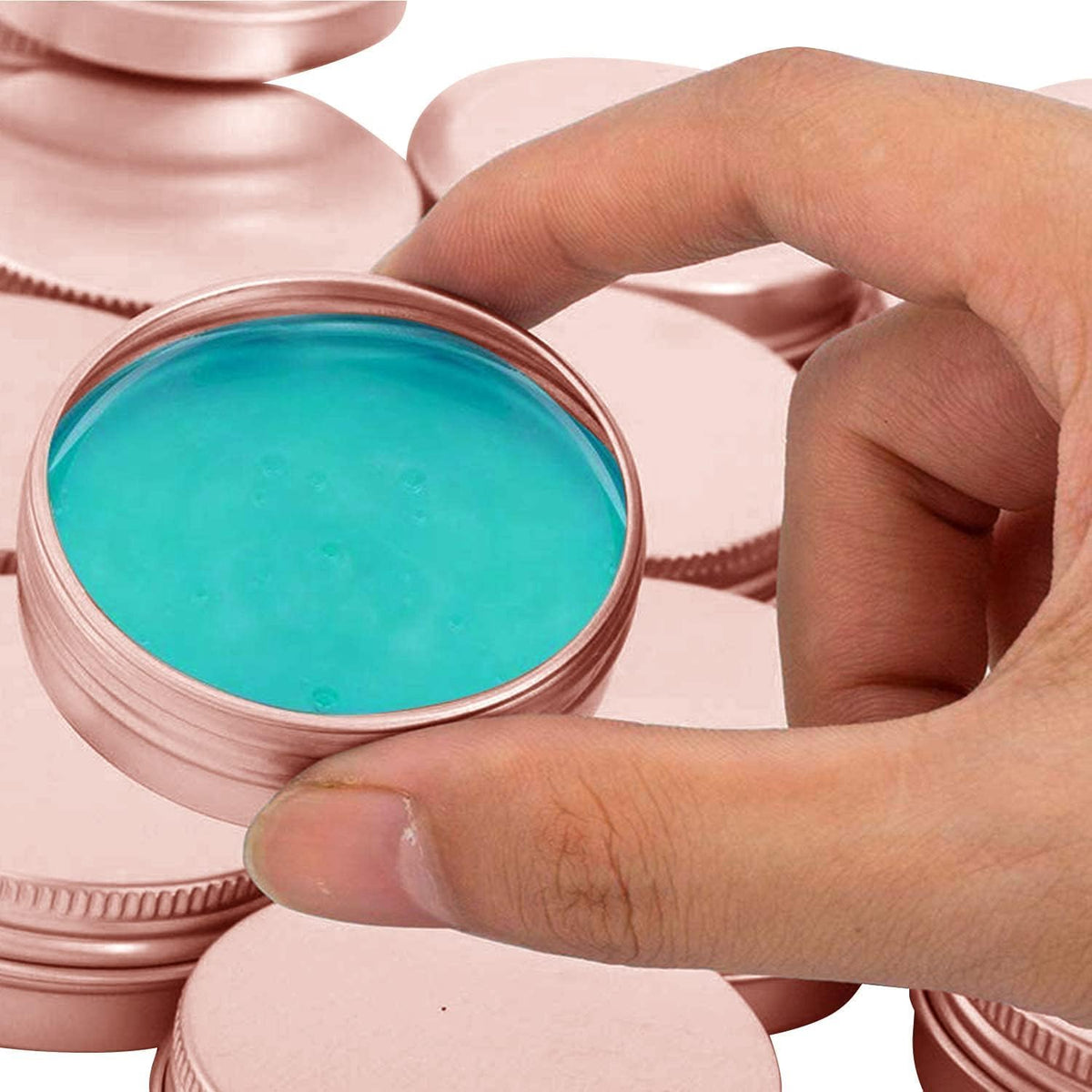 1 Ounce Aluminum Tin Jar with Screw Cap 30mL Tin Cans Refillable Containers for Cosmetic, Lip Balm, Cream, Lotion, Balms, Spices, Salve, Rose Gold 80 Pcs