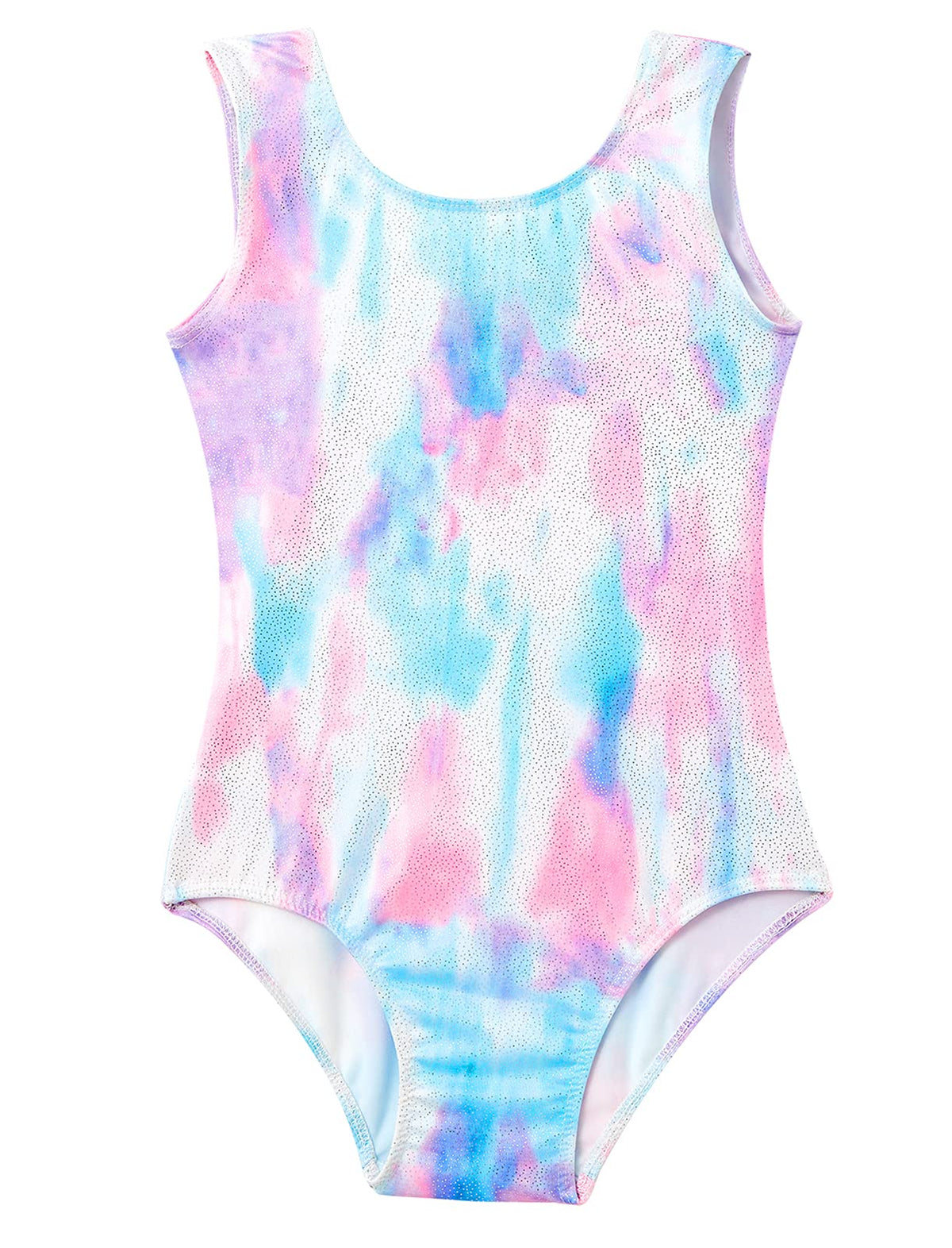 Domusgo Gymnastics Leotards for Girls 5-6 Years Old Blue Purple Scrawl Sparkly One Piece Tumbling Outfits