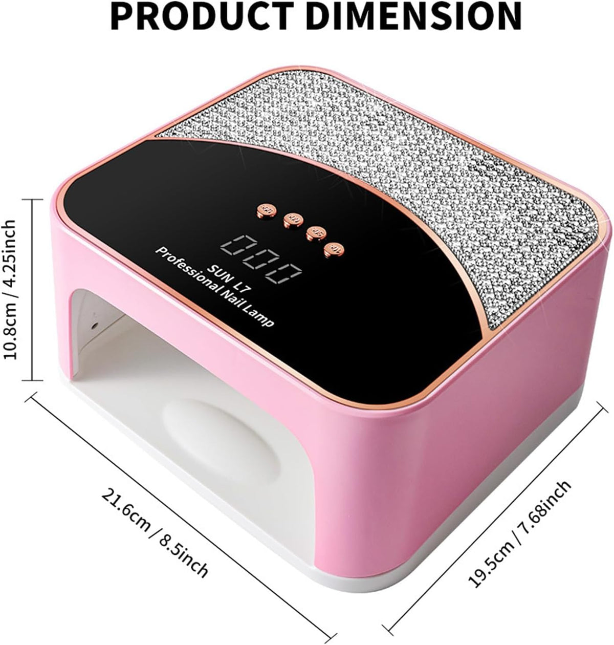 268W UV LED Nail Lamp, Gel Nail Light for Nail Polish UV Dryer with 4 Timers Professional Fast Curing Lamp Nail Art Tools with Rhinestone