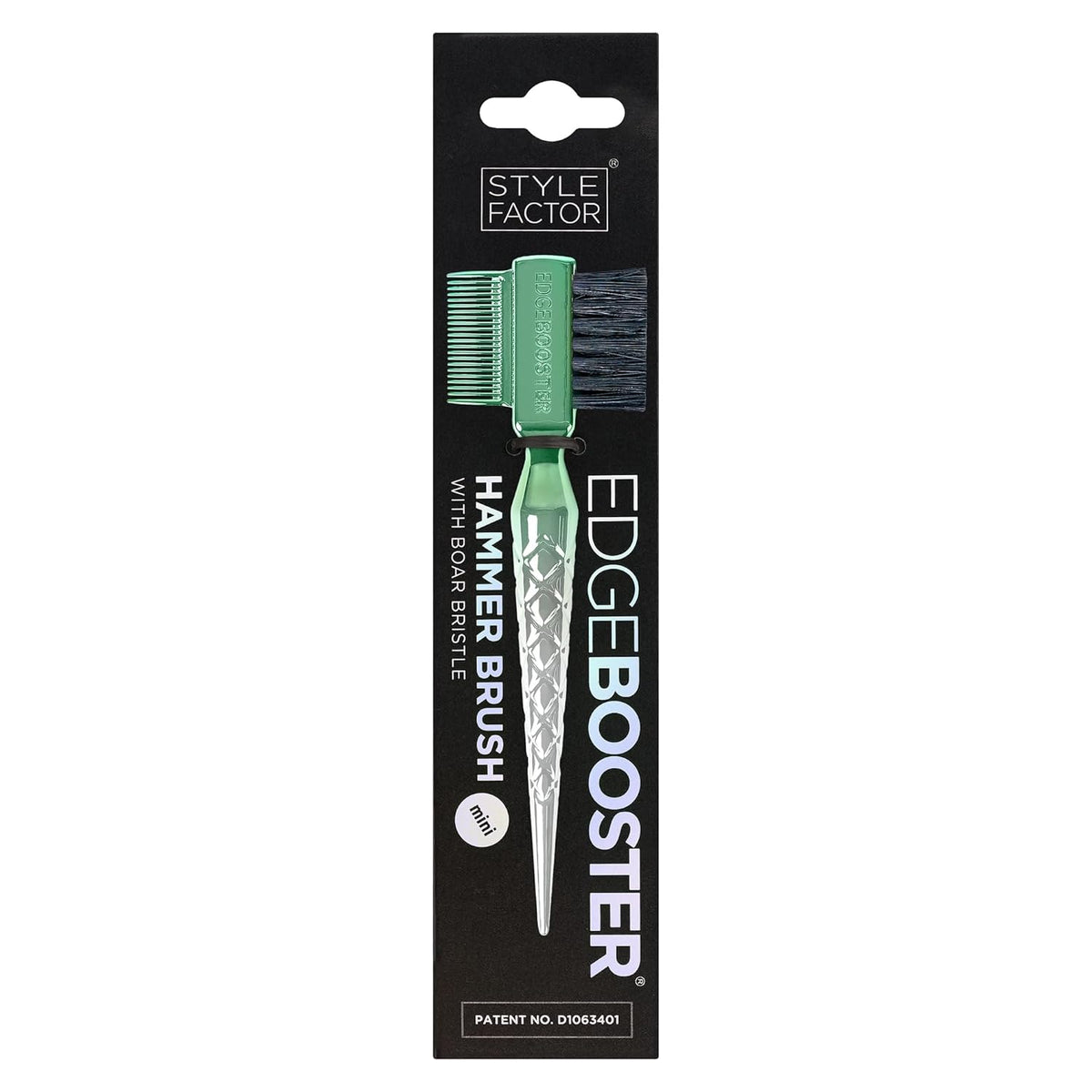 STYLE FACTOR EDGE BOOSTER® Hammer Brush Rat Tail– Double-Sided Edge Control Brush & Comb with Boar Bristles – For Edges, Slick Backs, Baby Hair Styling, and Taming Flyaways- Travel Size