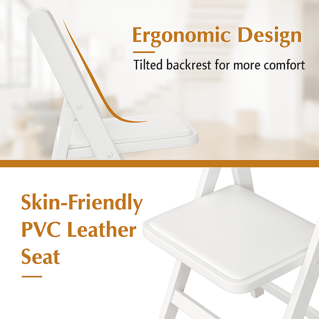 Fenbeli 4 Pack White Resin Folding Chairs with Padded Seats - Indoor/Outdoor Folding Chairs for Events Lightweight Foldable Chairs