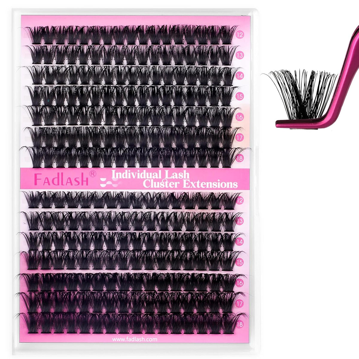FADLASH Cluster Lashes D Curl Wispy Individual Lashes DIY Eyelash Extension Natural Look Reusable Fluffy Cluster Eyelash Extensions Self Application At Home (80D+100D-0.07D-12-18MIX)