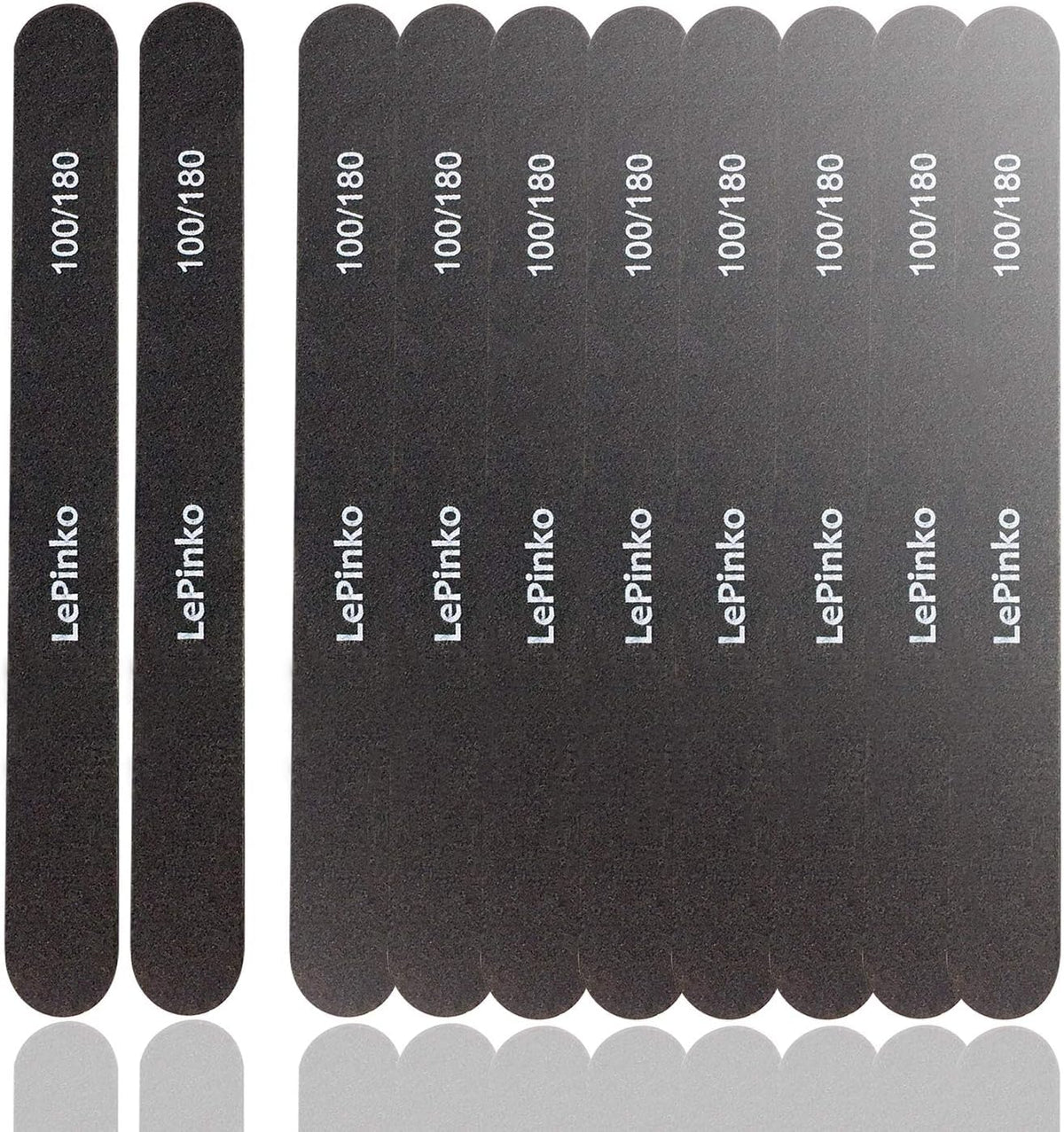 10PCS Double Sided 100/180 Grit Nail File Set, Washable Emery Board Nail Buffer Files for Home Salon Use, Professional Manicure Pedicure Tool for Acrylic False Nails and Gel Cosmetic