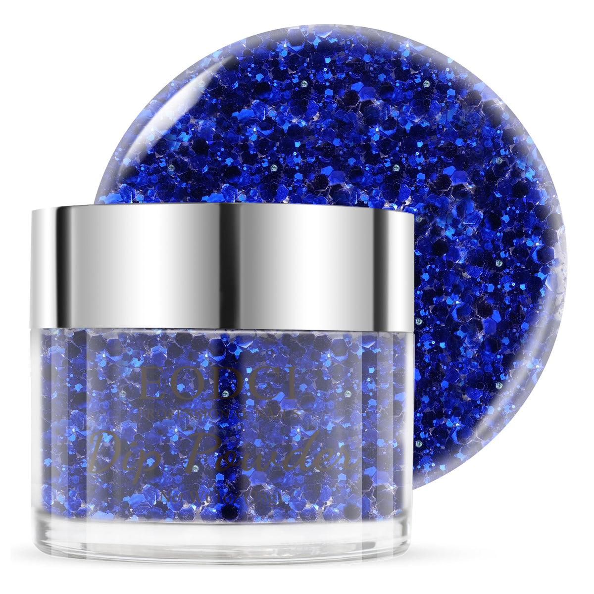 EODCI Glitter Dark Blue Dip Powder, 1 Oz/28g Nail Dipping for DIY Manicure Salon at Home Easy to Use Nail Dip Powder for Women gift No Needed Lamp Curing