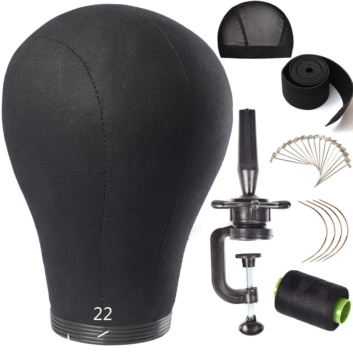 Wig Head Stand Mannequin Head 20"-24" Dome Cork Canvas Manican Block Head for Making Drying Styling Display Wigs with Stand