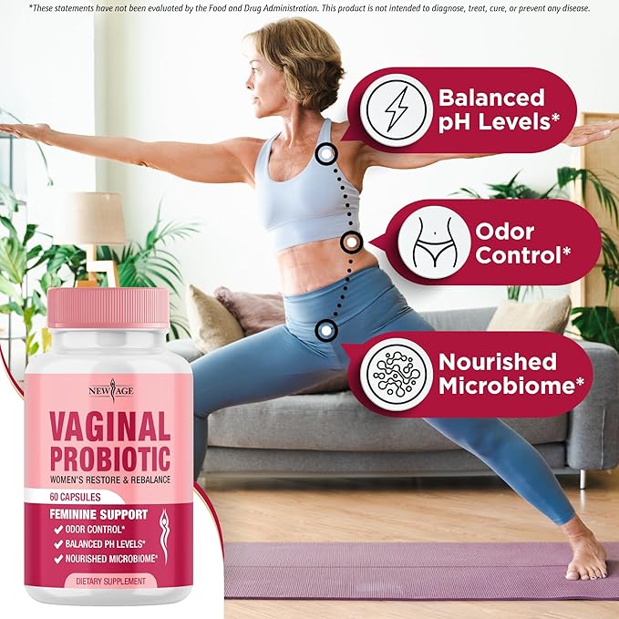 NEW AGE Vaginal Probiotics for Women with Prebiotics, Cranberry Extract, and a Lactobacillus Probiotic Blend, Supports Healthy pH Balance, Odor Control, Vaginal Flora - 180 Capsules