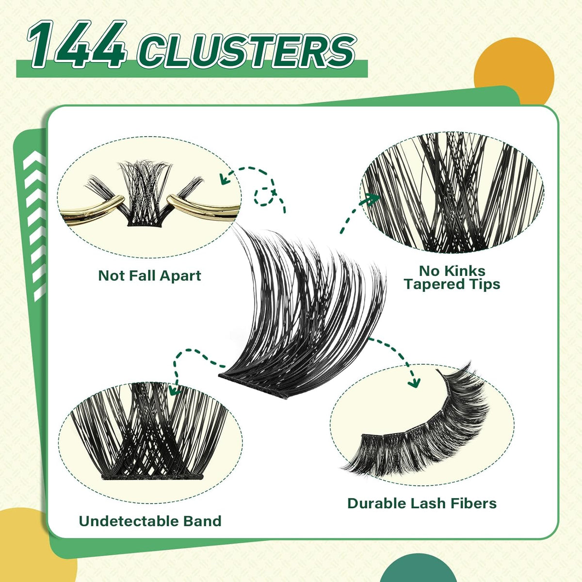DIY Lash Extension Kit KEYYOU 144pcs Lash Clusters Eyelash Extension Kit with Mascara Brush Bond and Seal Lash Glue Remover Lash Applicators Lash Brush for DIY Lash Extensions (Y02 Kit)
