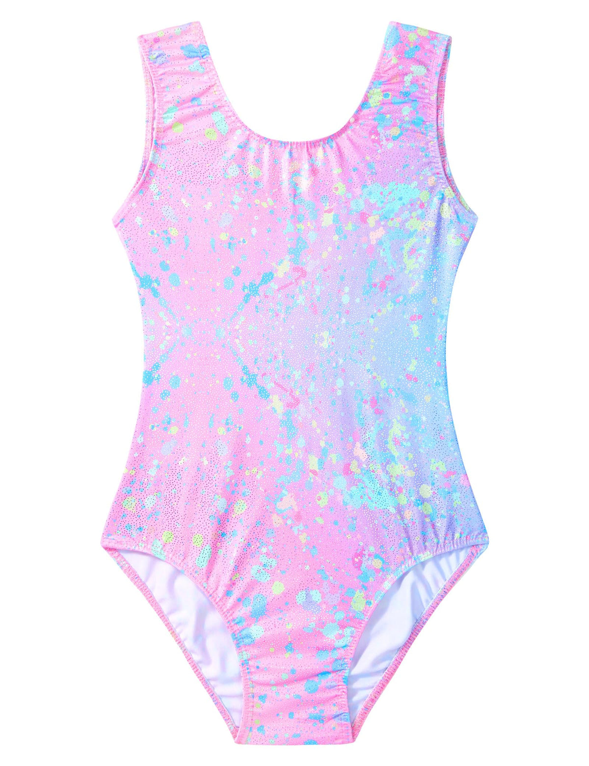 Domusgo Gymnastics Leotards for Girls 5-6 Years Old Colorful Dot Sparkly One Piece Tumbling Outfits