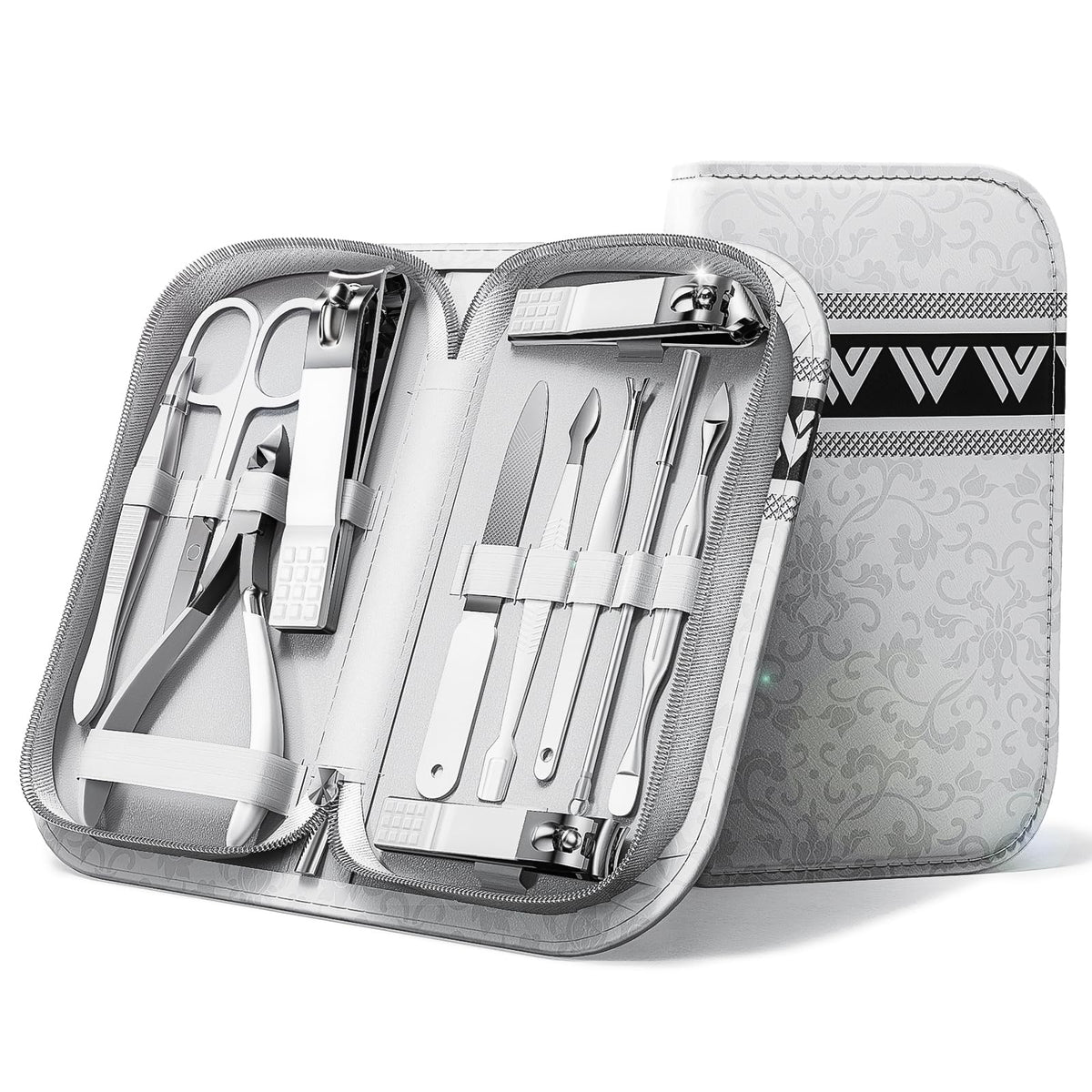 Wesdut Manicure Set - [ Rust-proof] Travel-Friendly Nail Clipper Set with Case, Professional Nail Clipper Kit for Delicate Nails Nail Scissors, Tweezers Cuticle Nippers - Gift for Her