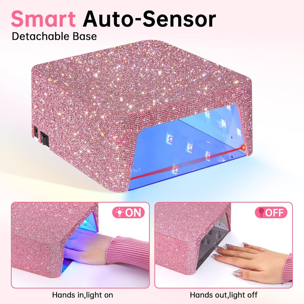 Cordless UV Nail Lamp for Gel Polish 96W,Rechargeable LED Nail Light Professional Nail Dryer with 4 Timer Setting,Touch Control & Auto Sensor,Fast Curing lamp for Salon & Home
