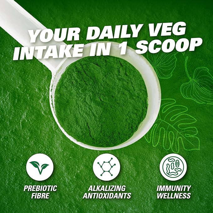 EHP Labs OxyGreens Super Greens Powder - Spirulina & Chlorella Superfood, Green Juice Powder & Greens Supplements with Prebiotic Fibre, Antioxidants & Immunity Support, 30 Serves (Crisp Apple)
