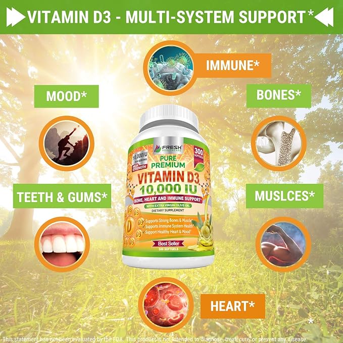FRESH HEALTHCARE Chlorella and Vitamin D3 10,000 IU - Bundle