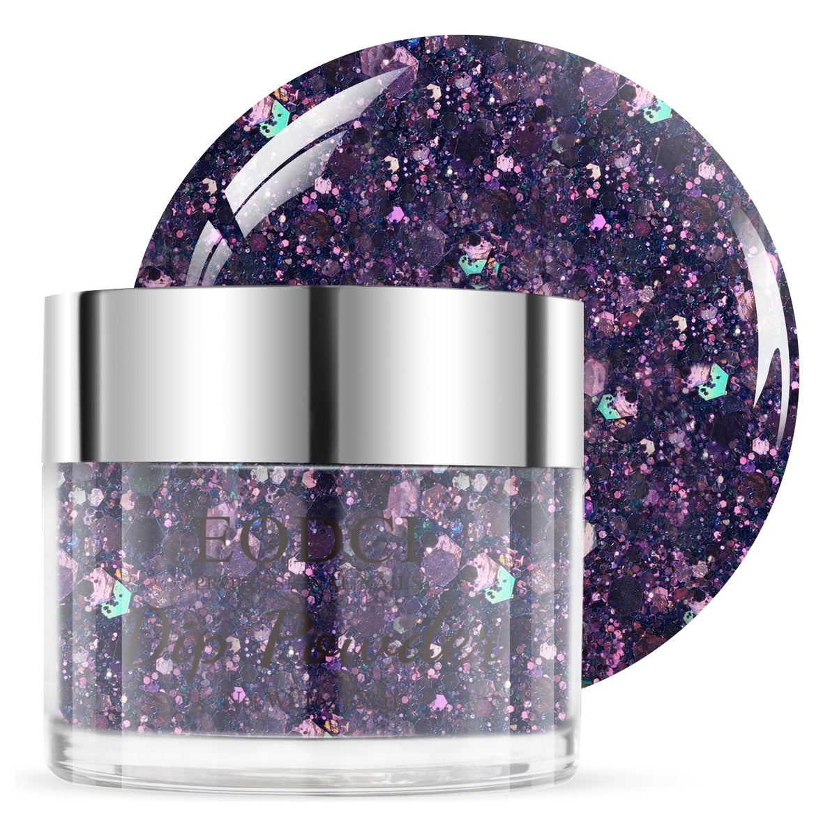 EODCI Glitter Chameleon Dark Blue Dip Powder, 1 Oz/28g Nail Dipping Powder for DIY Manicure Salon at Home Easy to Use Nail Dip Powder for Women Gift No Needed Nail Lamp Curing