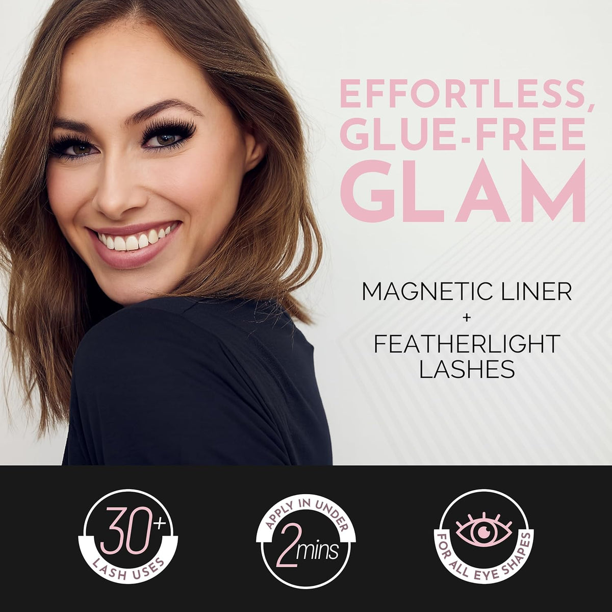 Luxillia Magnetic Eyelashes Kit – 10 Piece (Clear & Black) Magnetic Eyelash & Eyeliner Set with Applicator – Natural Look Easy Apply Reusable Fake Extension Lashes, No Glue – Pestañas Naturales