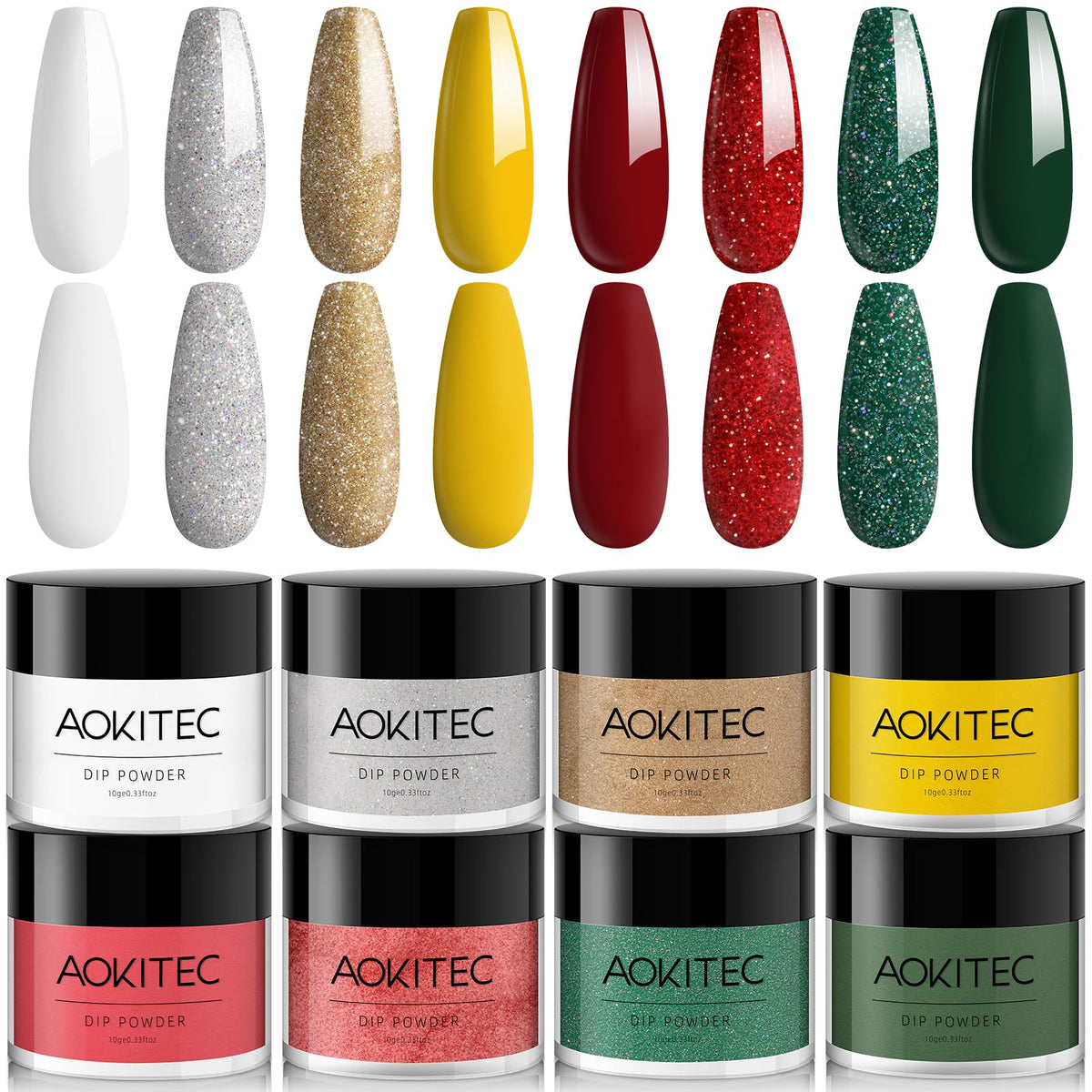 Aokitec Acrylic Nail Kit - Pink/Clear/White Acrylic Powder Set AA018