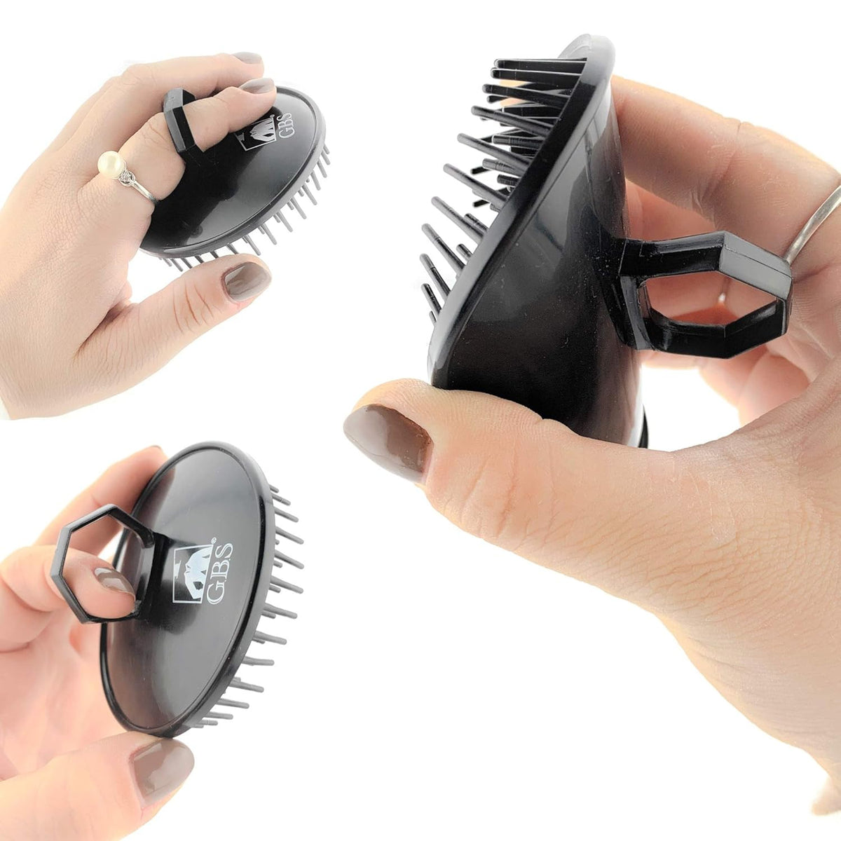 G.B.S Stylish Easy to Hold Hair Scalp Shampoo Brush #100 Scrubber Helps to Remove Dandruff, Promotes Hair Growth Head Massager Brush for Home, Office, Travel, Gym Pack of 6 (3 Black, 3 Red)