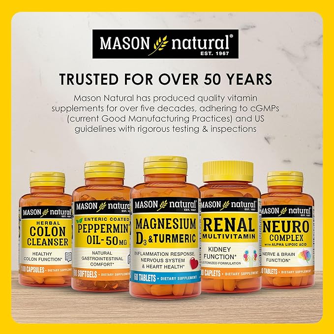 MASON NATURAL Ginkgo Biloba, Supports Brain Function & Mental Alertness, Herbal Supplement, 60 Capsules