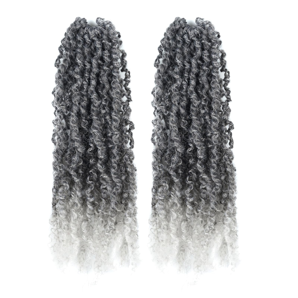 Toyotress Yanky Twist Crochet Hair - 6 Inch 2 Packs (30 Strands/Pcs) Fluffy Spring Mini Twist Short Bob Passion Twist, Ombre Gray Pre-Looped Crochet Braids Braiding Hair (6 Inch, T-Gray-2P)
