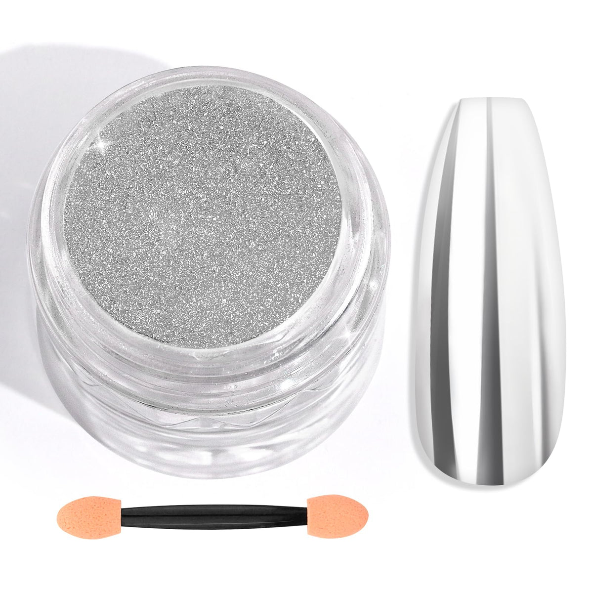 Saviland Silver Chrome Nail Powder - 1g Metallic Mirror Effect Chrome Powder for Gel Nails, Manicure Nail Art Pigment Silver Chrome Powder Nail Decoration Glitter Dust for Nail Art Gel Polish Home DIY