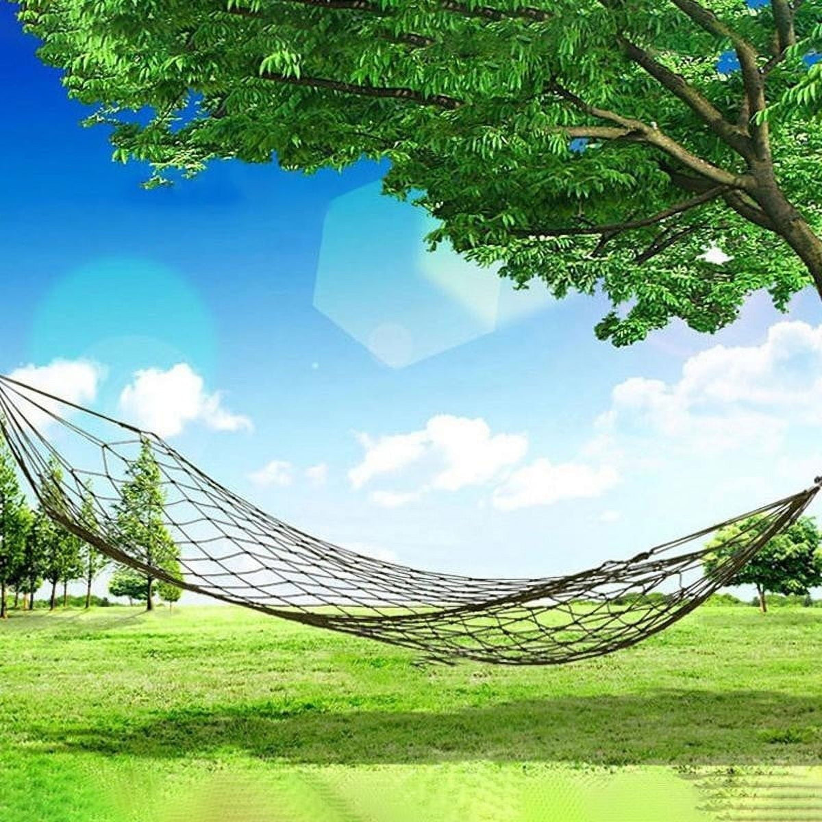 Portable Nylon Mesh Hammock with Tie Straps | Breathable Outdoor Camping Hammock for Backpacking & Backyard | 270x80cm (106x31in) | Supports 220lbs (100kg)
