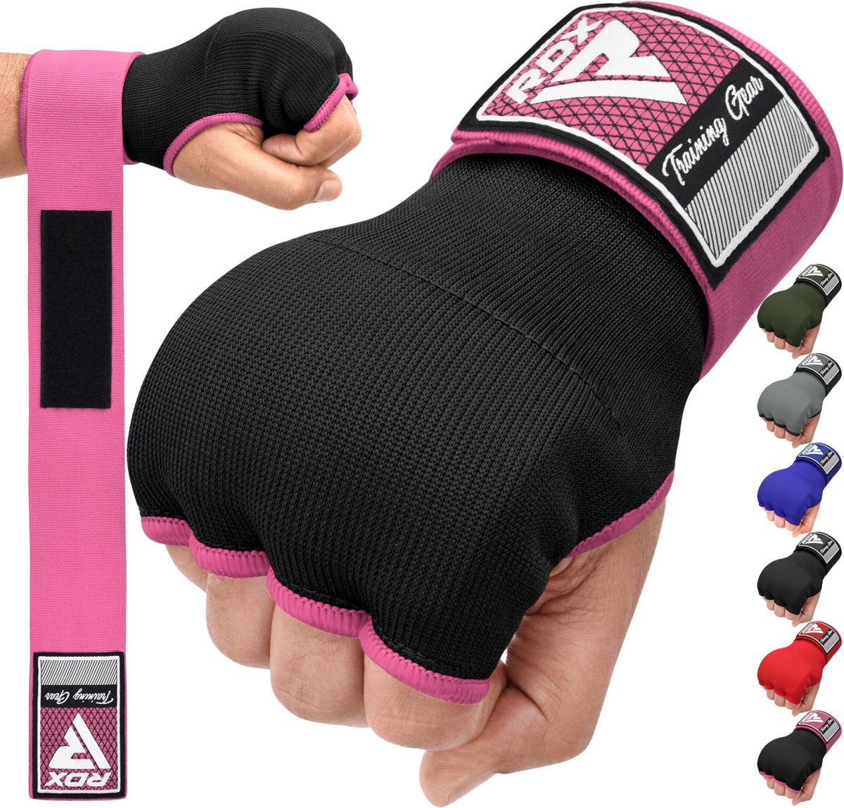 RDX Gel Boxing Hand Wraps Inner Gloves Men Women, Quick 75cm Long Wrist Straps, Elasticated Padded Fist Under Mitts Protection, Muay Thai MMA kickboxing Martial Arts Punching Training Bandages