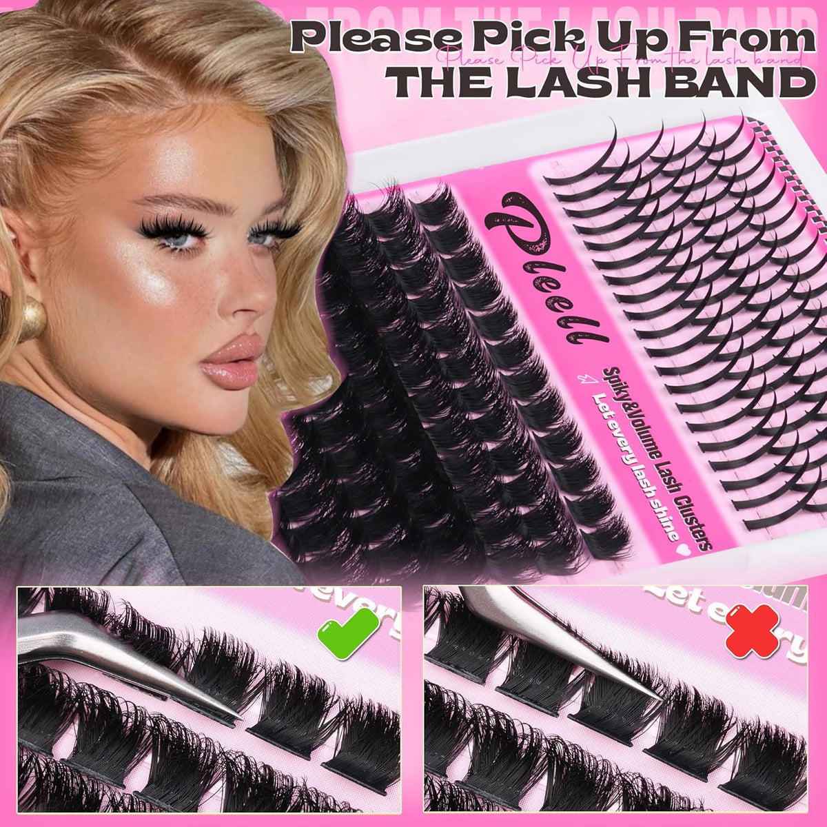 200D Lash Clusters with Spikes Thick Eyelash Clusters Volume Cluster Eyelash Extensions Lash Spikes D Curly Individual Lashes Long Spiky Lash Extension Mega Eyelashes Clusters by Pleell